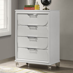 Lareina Pearl White Twin 5 Piece Bedroom Set w/Chest - Ornate Home