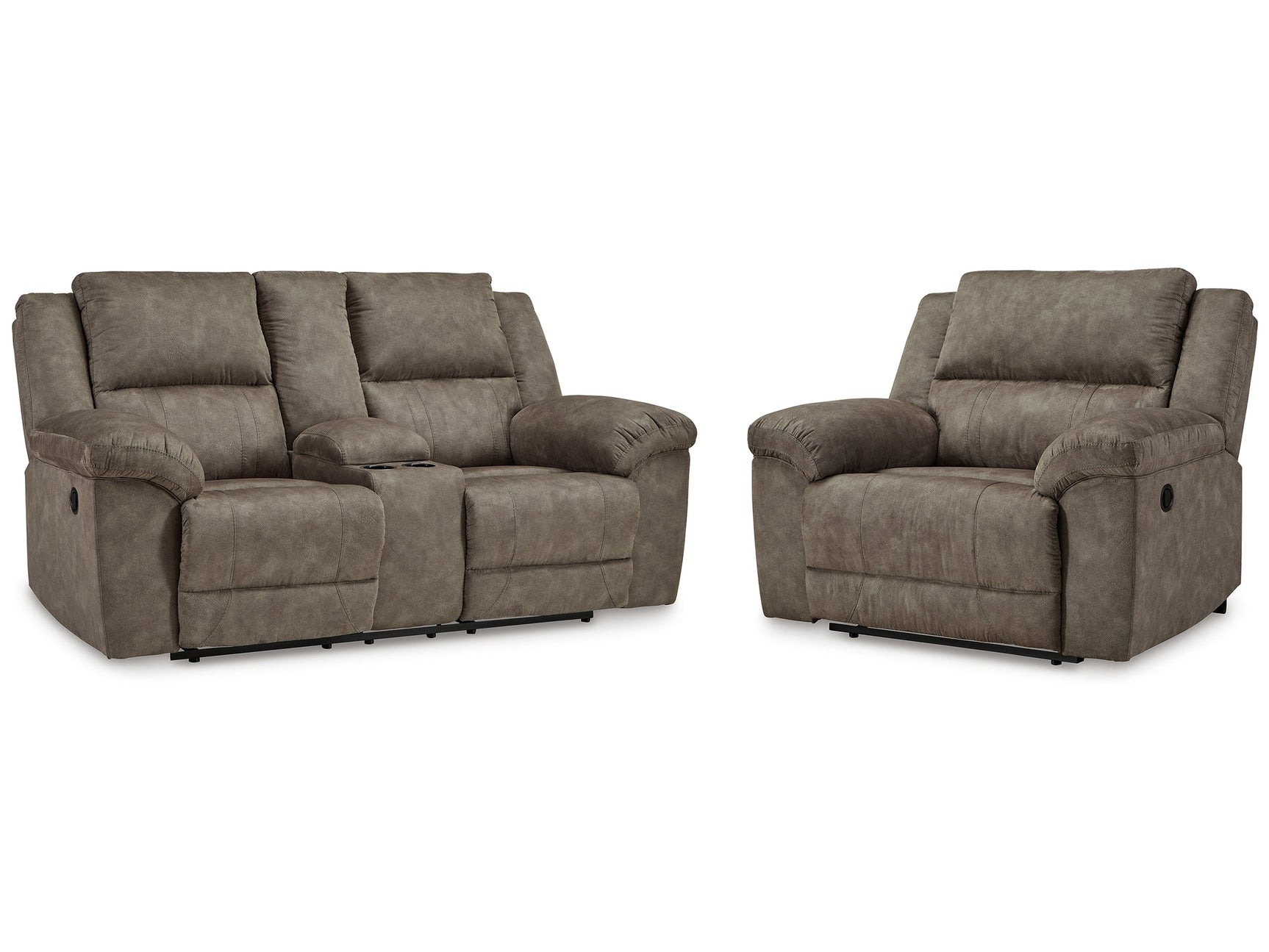 Laresview Fossil Reclining Loveseat and Oversized Recliner - Ornate Home