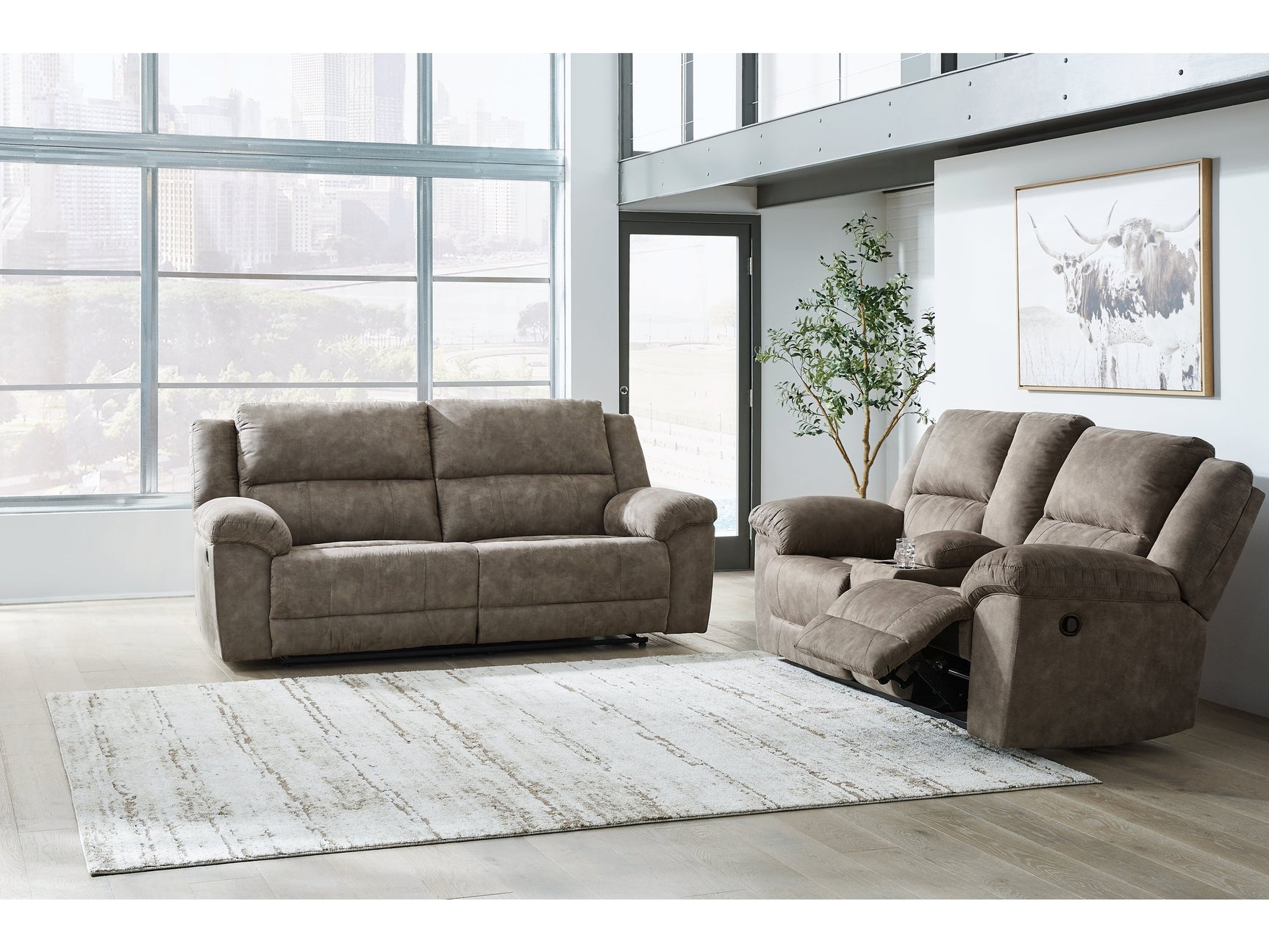 Laresview Fossil Reclining Sofa and Loveseat - Ornate Home