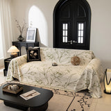 Large Floral Sofa Cover Throw Blanket, Plush Jacquard Non-Shedding Couch Cover for Pets - Ornate Home