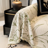 Large Floral Sofa Cover Throw Blanket, Plush Jacquard Non-Shedding Couch Cover for Pets - Ornate Home