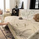 Large Floral Sofa Cover Throw Blanket, Plush Jacquard Non-Shedding Couch Cover for Pets - Ornate Home