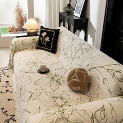 Large Floral Sofa Cover Throw Blanket, Plush Jacquard Non-Shedding Couch Cover for Pets - Ornate Home