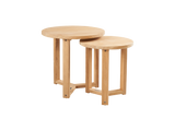 Large Round Teak Outdoor Cross Legs Nesting Side Table - Ornate Home