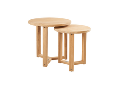 Large Round Teak Outdoor Cross Legs Nesting Side Table - Ornate Home