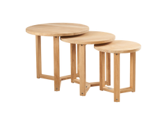 Large Round Teak Outdoor Cross Legs Nesting Side Table - Ornate Home