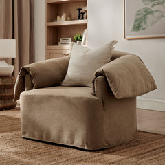 Lark Almond Slipcovered Fabric Oversized Armchair - Ornate Home