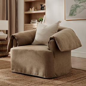 Lark Almond Slipcovered Fabric Oversized Armchair - Ornate Home