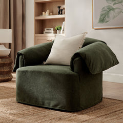 Lark Sage Slipcovered Fabric Oversized Armchair - Ornate Home