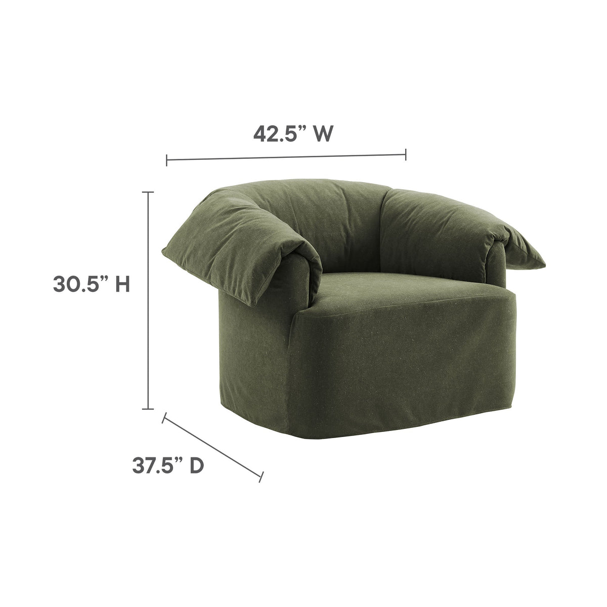 Lark Sage Slipcovered Fabric Oversized Armchair - Ornate Home