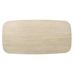 Lark Travertine Top/Black Dining Table - Ornate Home