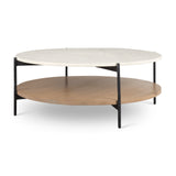 Larkin Brown Marble Top Round Coffee Table - Ornate Home