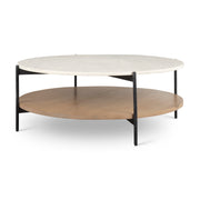 Larkin Brown Marble Top Round Coffee Table - Ornate Home