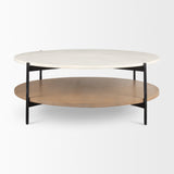 Larkin Brown Marble Top Round Coffee Table - Ornate Home
