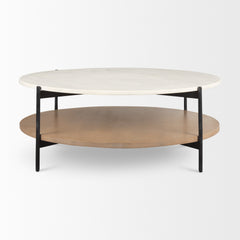 Larkin Brown Marble Top Round Coffee Table - Ornate Home