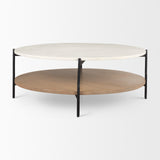 Larkin Brown Marble Top Round Coffee Table - Ornate Home