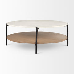 Larkin Brown Marble Top Round Coffee Table - Ornate Home