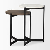 Larkin Dark Brown Marble & Wood Tabletop Nesting End/Side Tables - Ornate Home