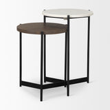 Larkin Dark Brown Marble & Wood Tabletop Nesting End/Side Tables - Ornate Home