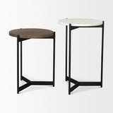 Larkin Dark Brown Marble & Wood Tabletop Nesting End/Side Tables - Ornate Home