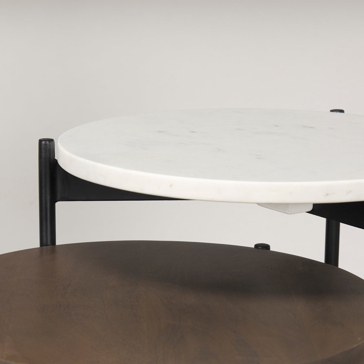 Larkin Dark Brown Marble & Wood Tabletop Nesting End/Side Tables - Ornate Home