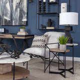 Larkin Medium Brown Marble and Wood Round Tabletop Nesting End/Side Tables - Ornate Home