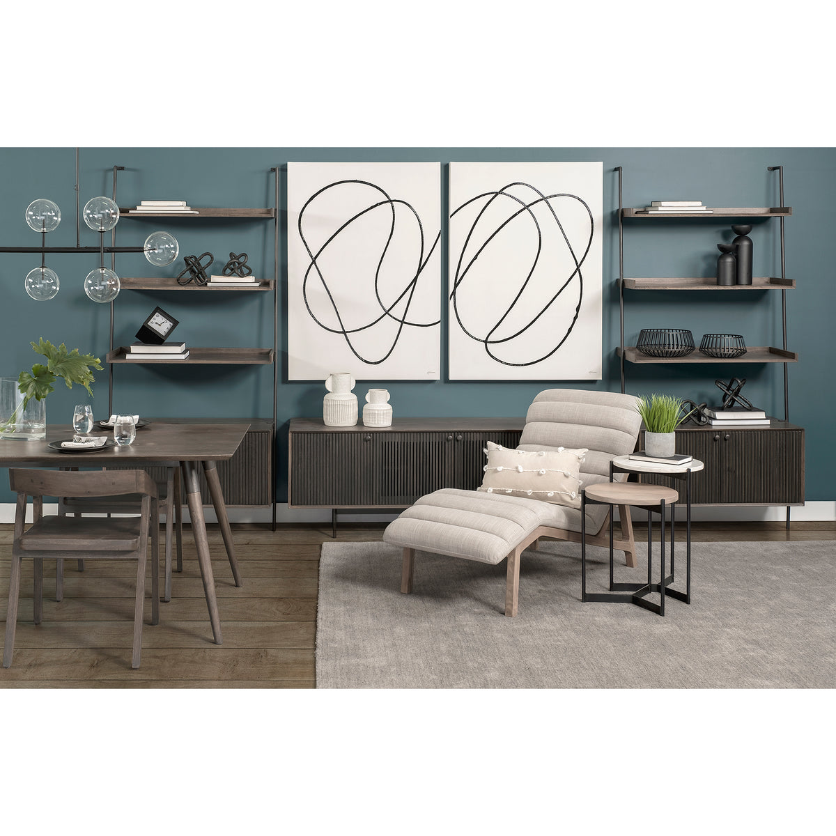 Larkin Medium Brown Marble and Wood Round Tabletop Nesting End/Side Tables - Ornate Home