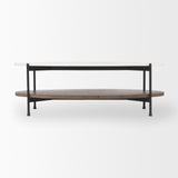 Larkin White/Dark Brown Marble Top Oval Coffee Table - Ornate Home