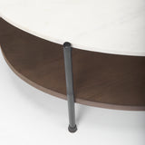 Larkin White/Dark Brown Marble Top Oval Coffee Table - Ornate Home