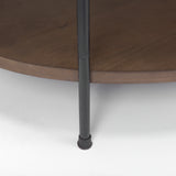 Larkin White/Dark Brown Marble Top Oval Coffee Table - Ornate Home