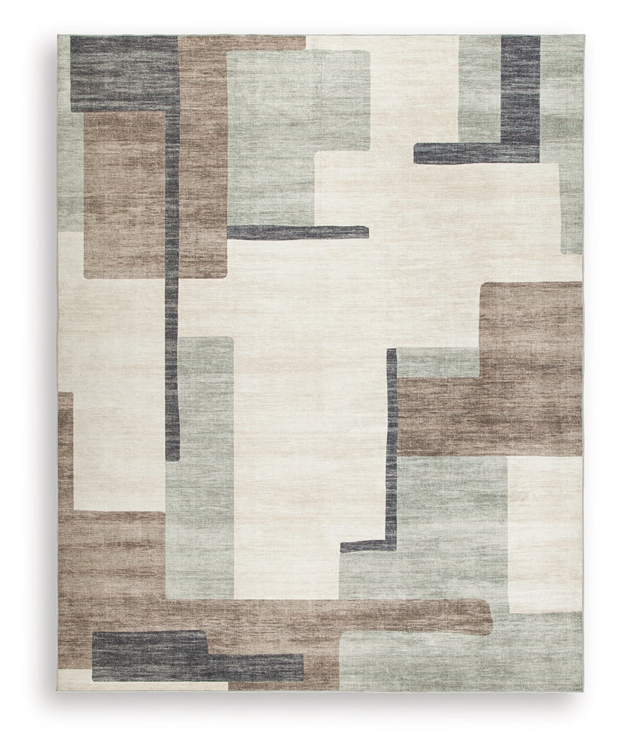 Larkport Cream/Brown/Gray Washable Large Rug - Ornate Home
