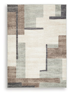 Larkport Cream/Brown/Gray Washable Medium Rug - Ornate Home