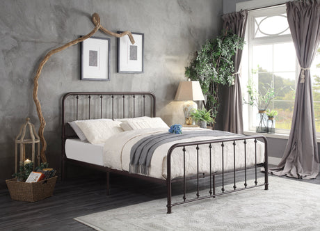 Larkspur Antique Bronze King Metal Platform Bed - Ornate Home