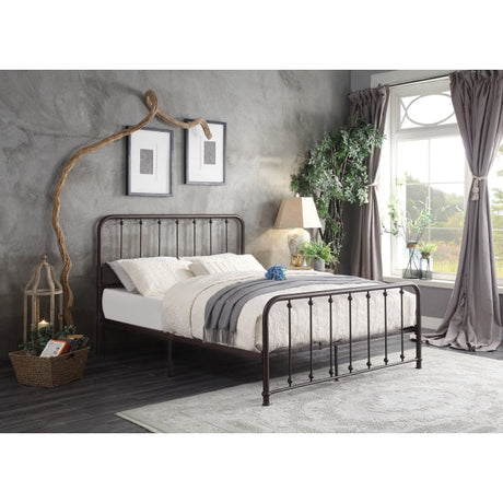 Larkspur Antique Bronze King Metal Platform Bed - Ornate Home