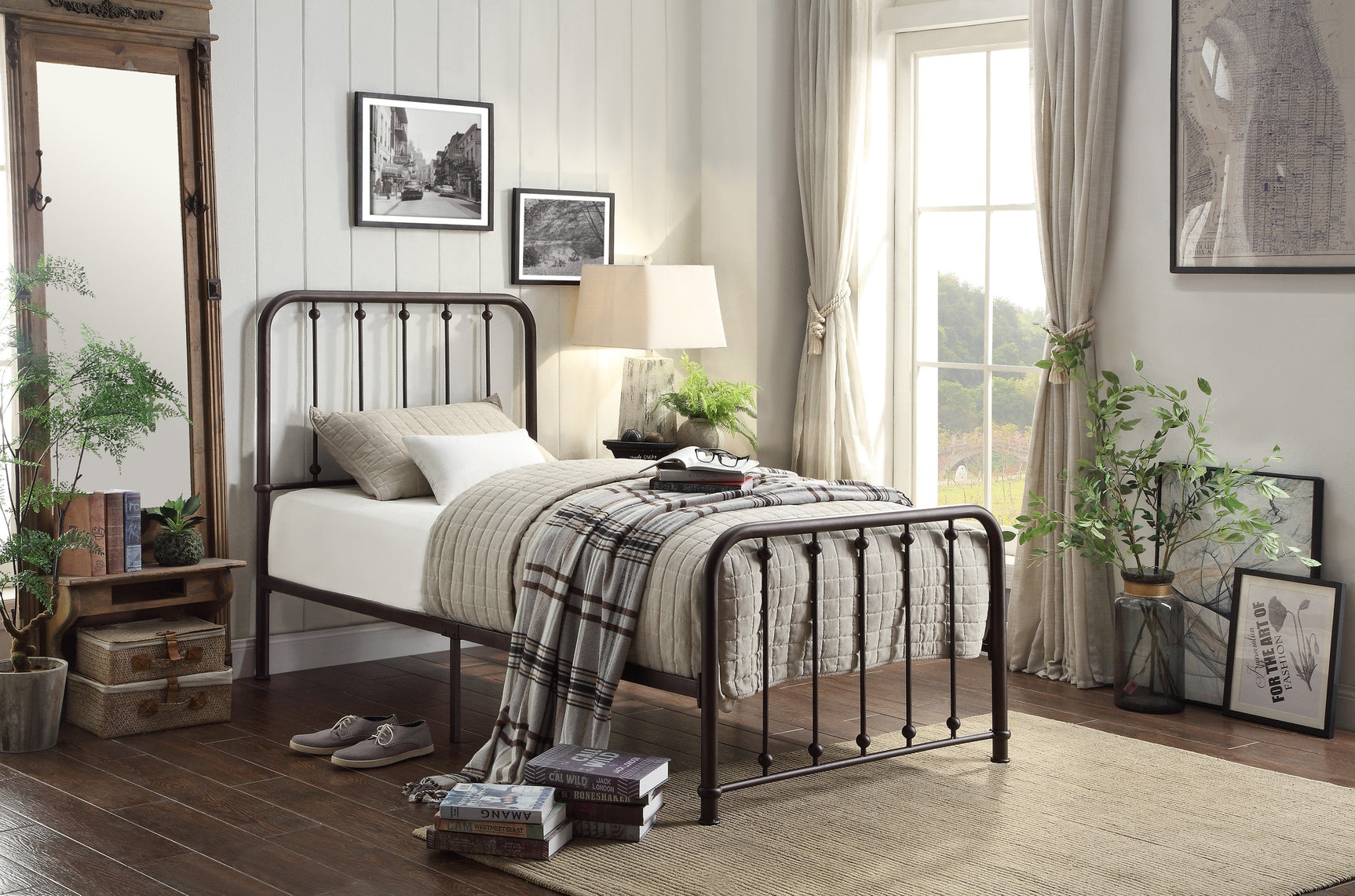 Larkspur Antique Bronze Twin Metal Platform Bed - Ornate Home