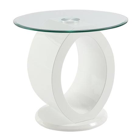 Larry Glass Top/White High Gloss End Table - Ornate Home