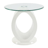 Larry Glass Top/White High Gloss End Table - Ornate Home