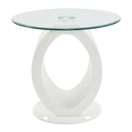 Larry Glass Top/White High Gloss End Table - Ornate Home