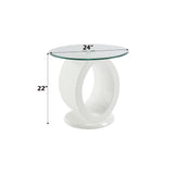Larry Glass Top/White High Gloss End Table - Ornate Home