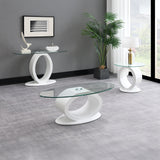 Larry Glass Top/White High Gloss End Table - Ornate Home