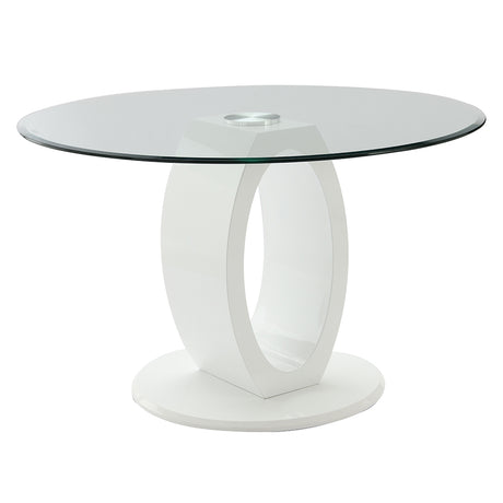 Larry Glass Top/White High Gloss Round Dining Table - Ornate Home