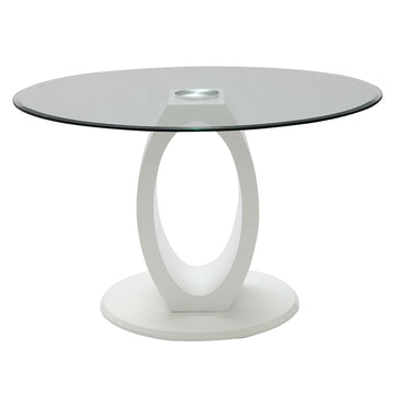 Larry Glass Top/White High Gloss Round Dining Table - Ornate Home