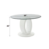 Larry Glass Top/White High Gloss Round Dining Table - Ornate Home