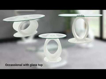 Larry Glass Top/White High Gloss Round Dining Table - Ornate Home