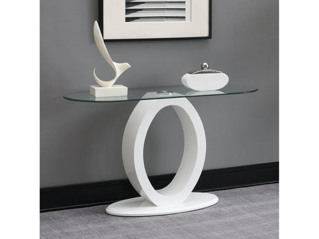 Larry Glass Top/White High Gloss Sofa Table - Ornate Home