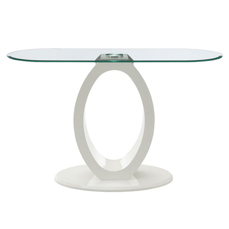Larry Glass Top/White High Gloss Sofa Table - Ornate Home