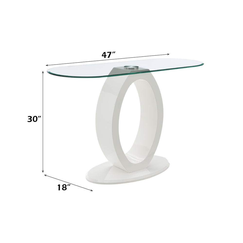 Larry Glass Top/White High Gloss Sofa Table - Ornate Home