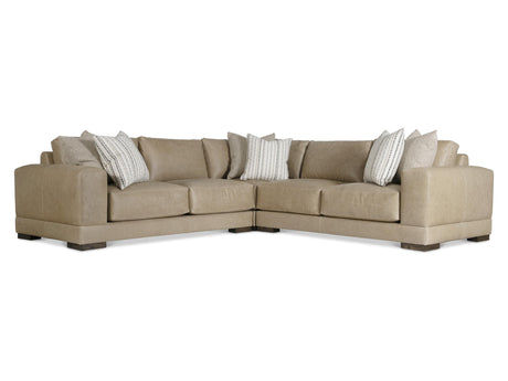 Lars Beige/Tan Leather Sectional (3 Piece) - Ornate Home