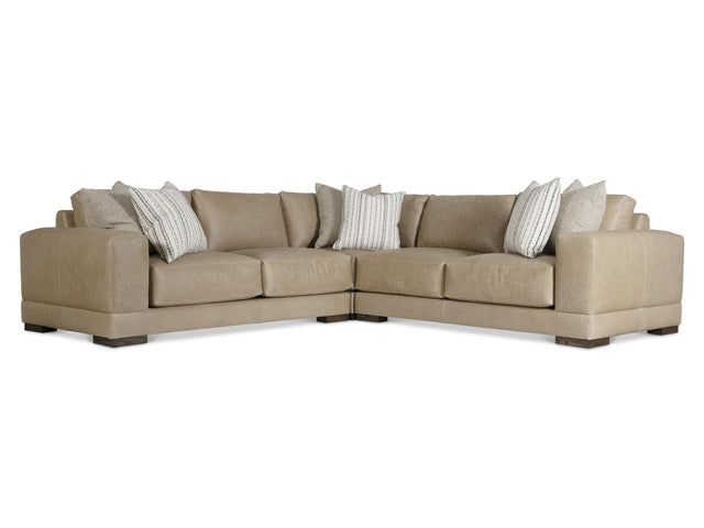 Lars Beige/Tan Leather Sectional (3 Piece) - Ornate Home
