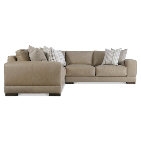 Lars Beige/Tan Leather Sectional (3 Piece) - Ornate Home